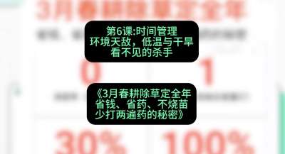 第6节：时间管理环境天敌，低温与干旱&mdash;&mdash;看不见的杀手，课程：《3月春耕除草定全年：省钱、省药、不烧苗、少打两遍药的秘密》